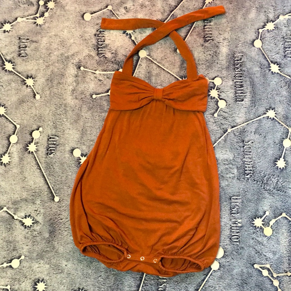 Kate Quinn bamboo patina tie bow top bubble shortie
